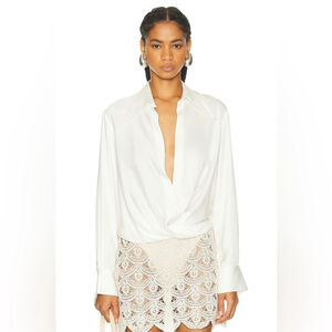 BEAUFILLE Lewis Blouse Sz M In Pearl White Designer